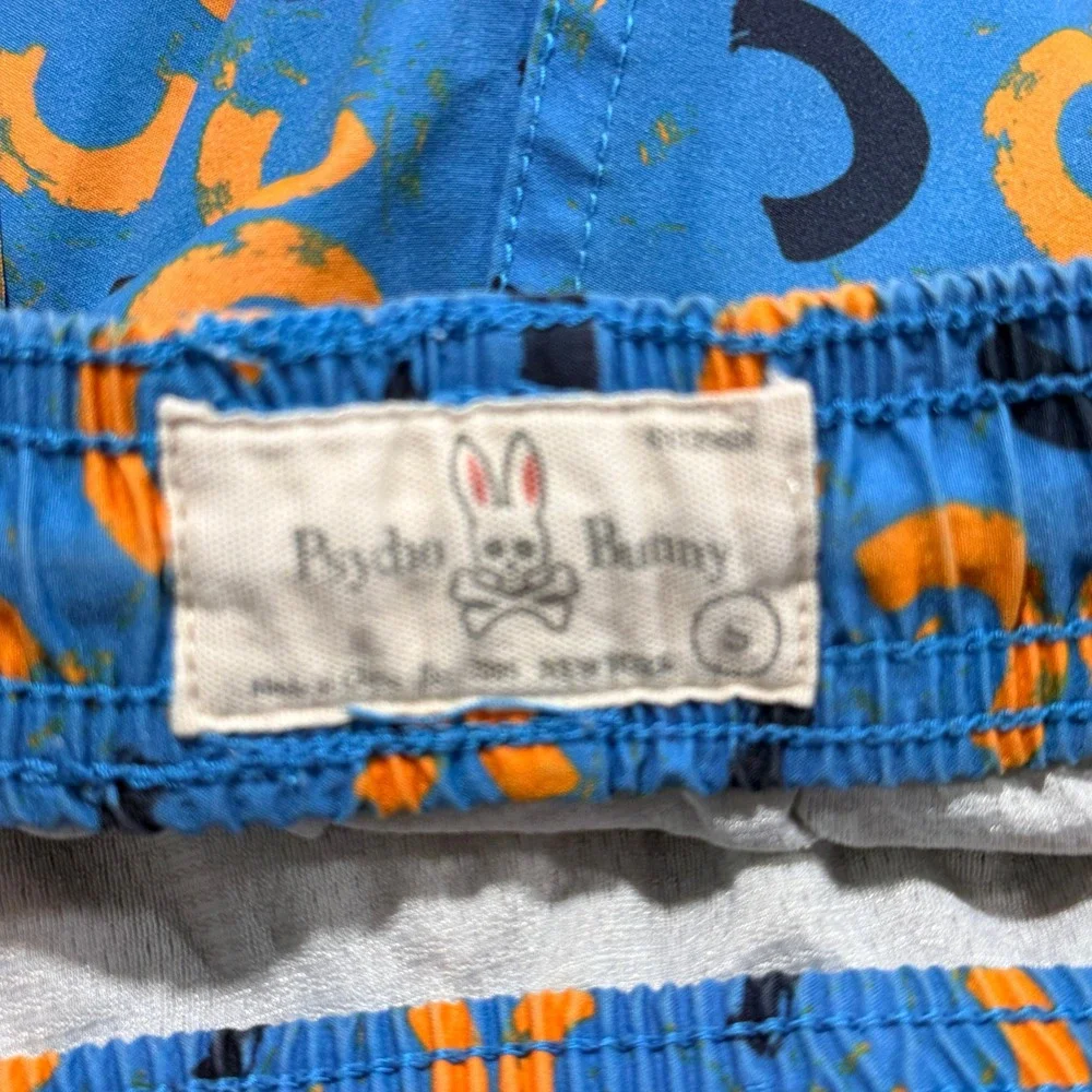 Psycho Bunny Swim Trunks Men S Blue Abstract Print Board Shorts Beach Pool Surf